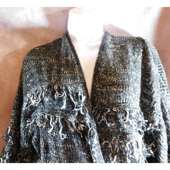 Whimsy Goth Black And White Shaggy Cardigan - Picture 7 of 8